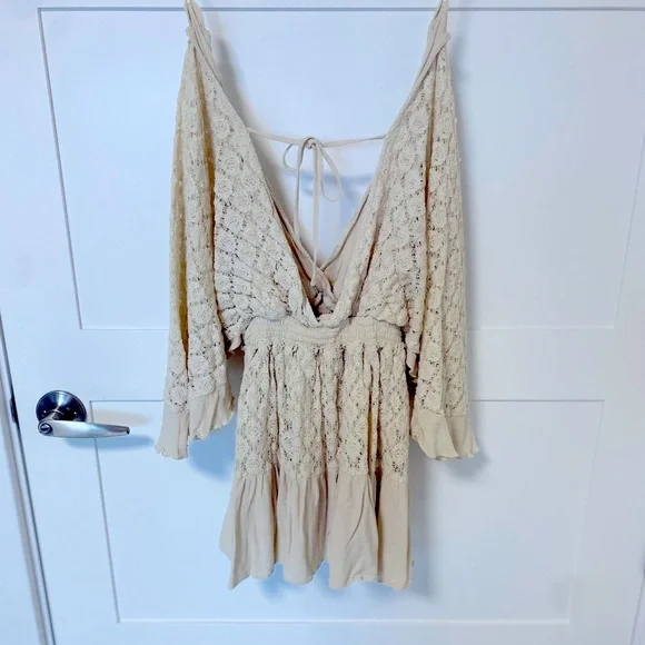 Vici Fly Far Cotton Blend Crochet Dress- Vici Vintage Crochet Romper Dress - Picture 10 of 13